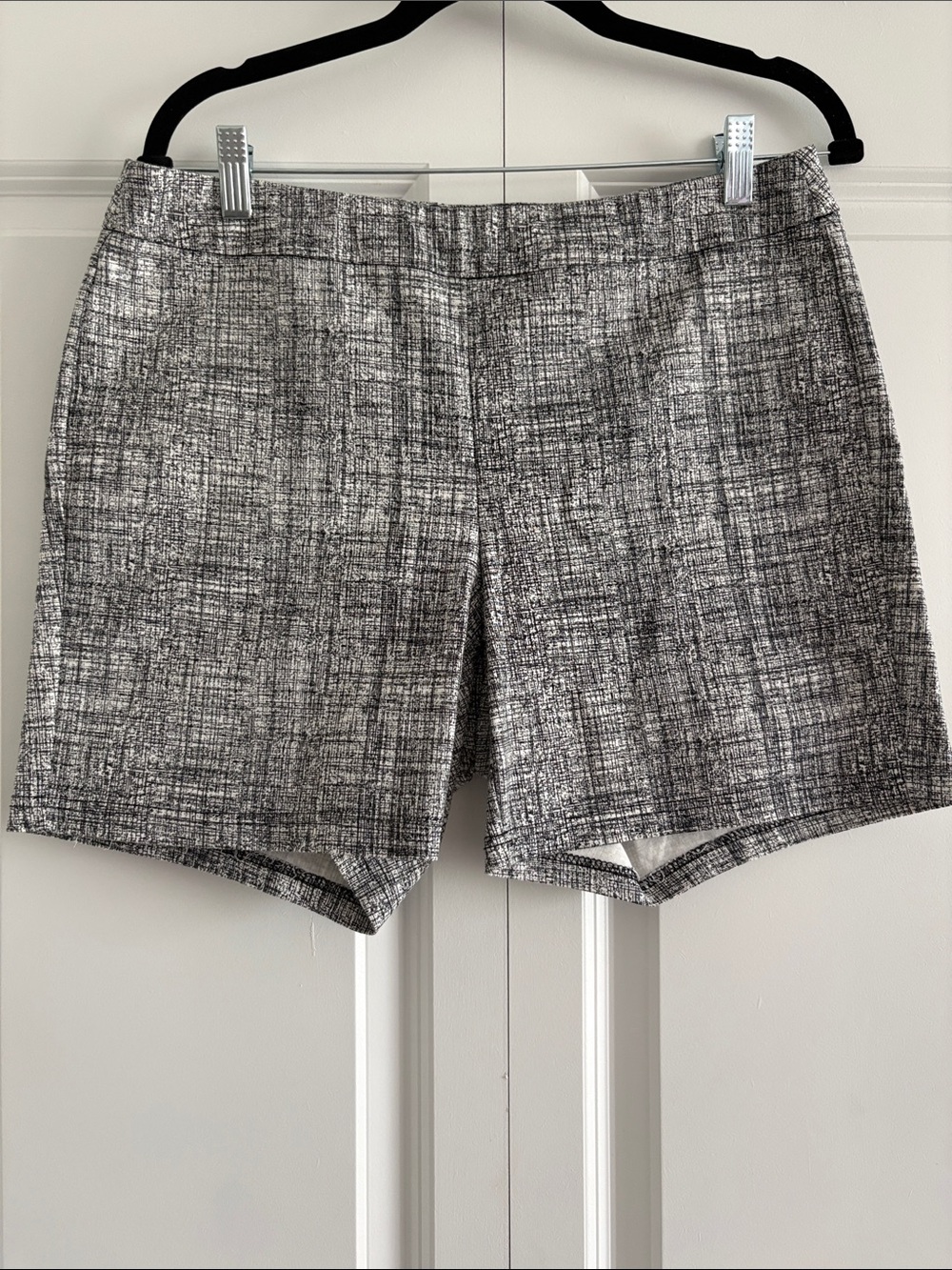 Nanette Lepore Black and White Grid Print Bermuda shorts size 10